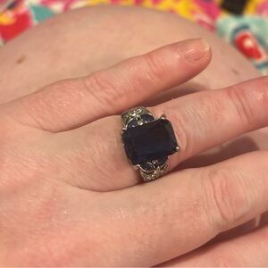 Y2K Vintage Elegant Blue and Silver Women's Ring